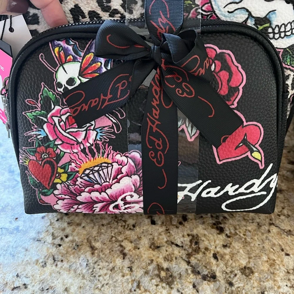 Ed Hardy set of 2 Cosmetic Makeup Bags